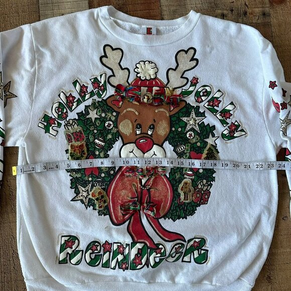 Vintage Ugly 3d printed puff print christmas reindeer sweater -XL - Picture 7 of 10
